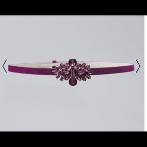 WHBM Embellished Plum Suede Skinny Belt NWT